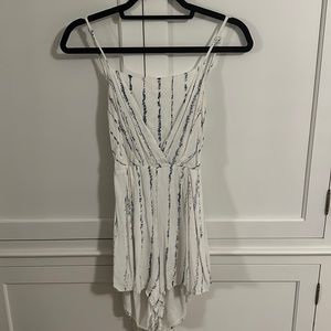 Lush White and Blue Striped Romper